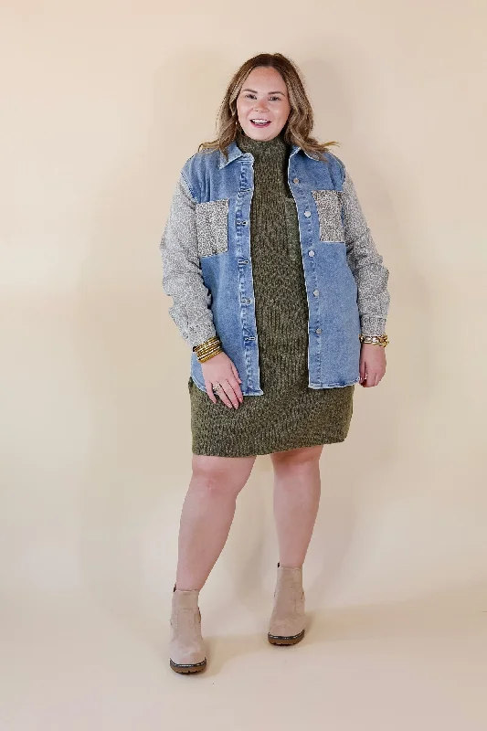 Judy Blue | Special Treat Leopard Print Block Button Up Denim Jacket in Light Wash