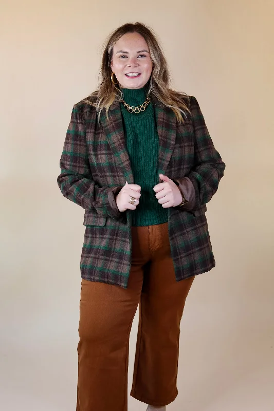 Ready For Anything Plaid Blazer in Brown and Green