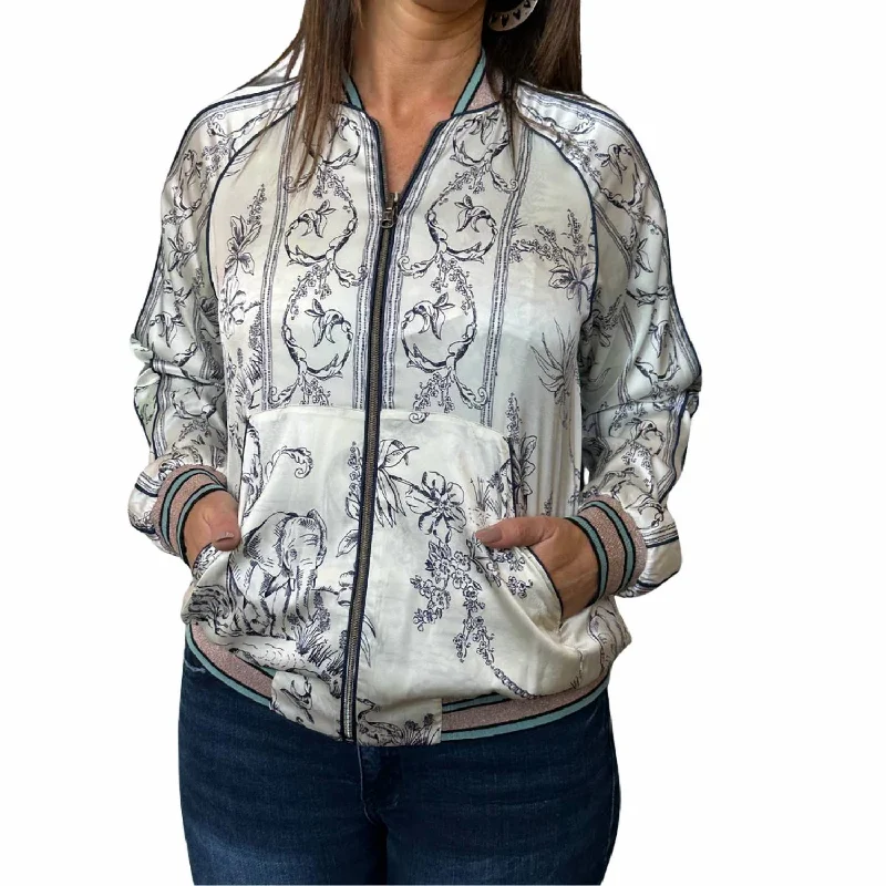 Tranquil Print Reversible Bomber Jacket In Multi