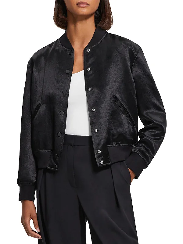 Varsity Womens Satin Glossy Bomber Jacket