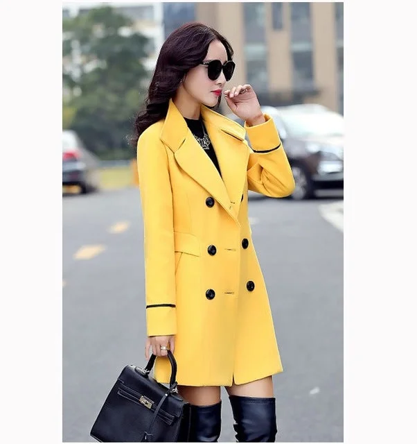 YAGENZ Blends Woolens Overcoat Female Coat Autumn Winter Coats And Jackets Women Plus size Coat Women's Wool Coats Long Tops 647