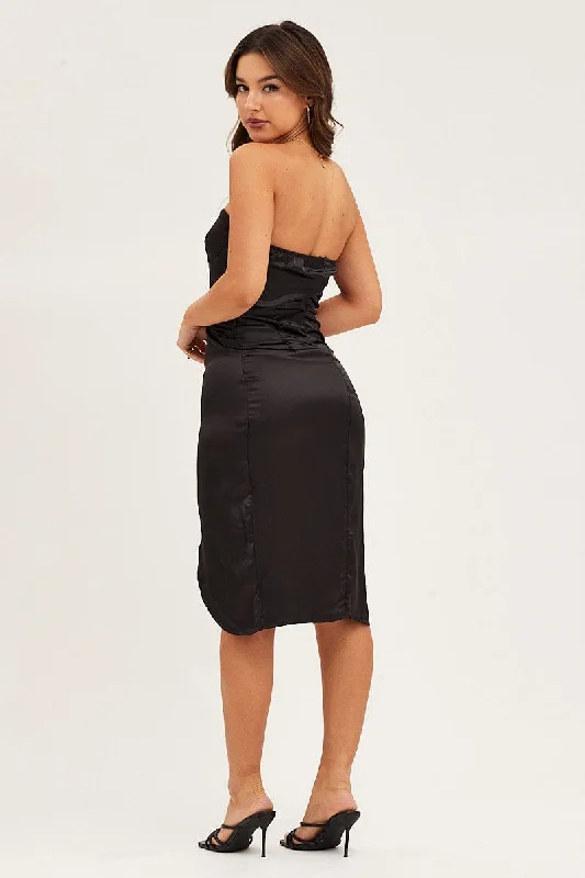 Black Bandeau Dress Satin Wrap