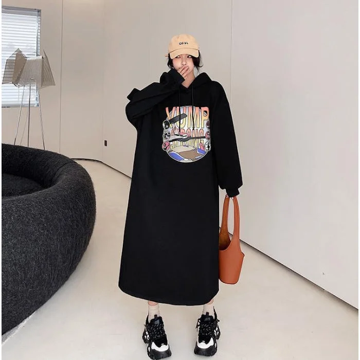 Black Slit plus Velvet [250G Large Hoody]] / Average Size