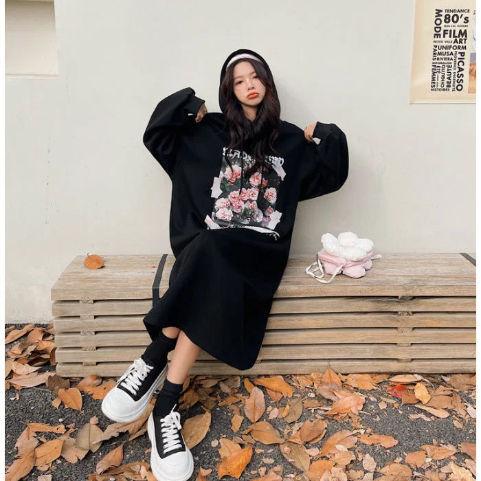 Black Slit plus Velvet [250G Large Hoody]] / Average Size