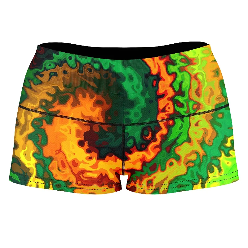 Abstract Rotation High-Waisted Women's Shorts