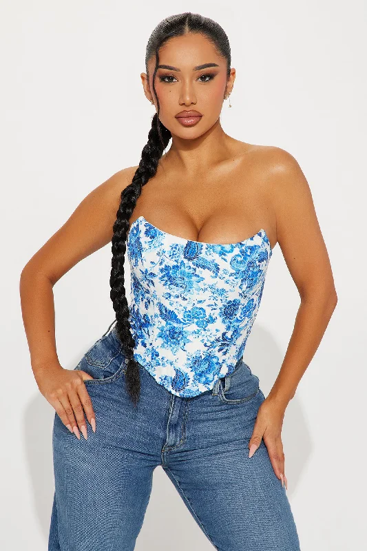 All My Life Floral Corset Top - Blue/combo