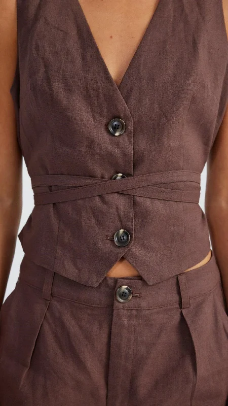 allegra-linen-vest-chocolate