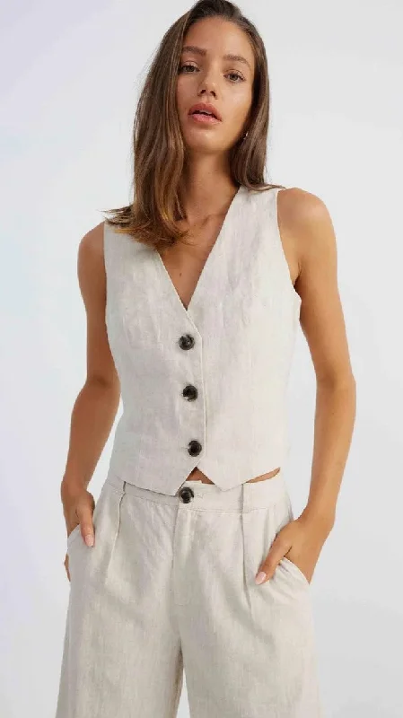 Allegra Linen Vest - Natural