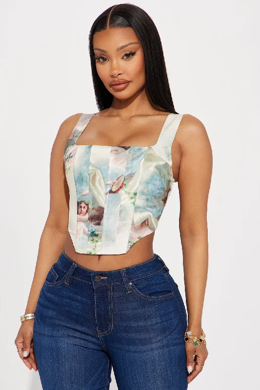 Angel Mood Satin Corset Top - White/combo