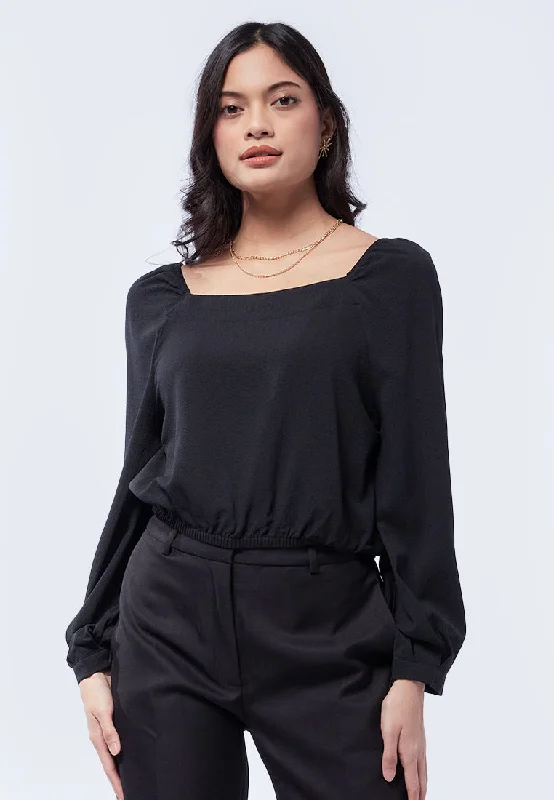 Balloon Hem Crop Blouse