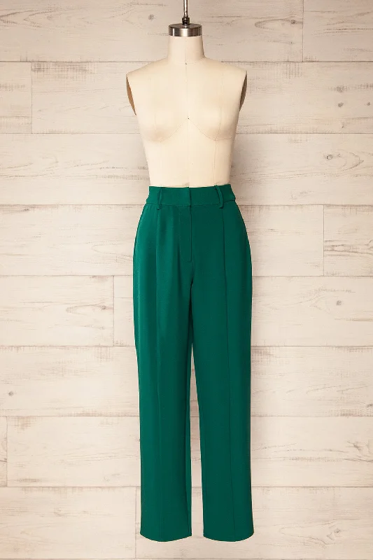 Bergonce | High-Waisted Emerald Green Pants