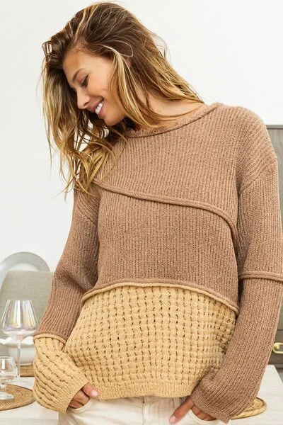 bibi-texture-detail-contrast-drop-shoulder-sweater