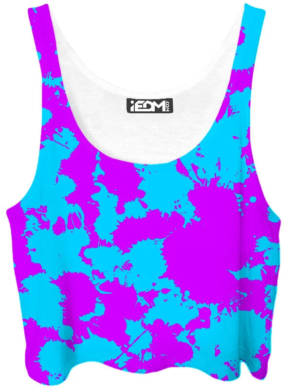 Blue and Purple Paint Splatter Crop Top