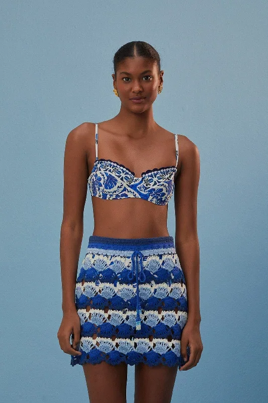 Blue And White Crochet Skirt