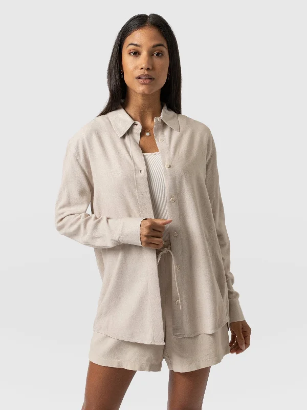 Boyfriend Shirt - Oatmeal Linen