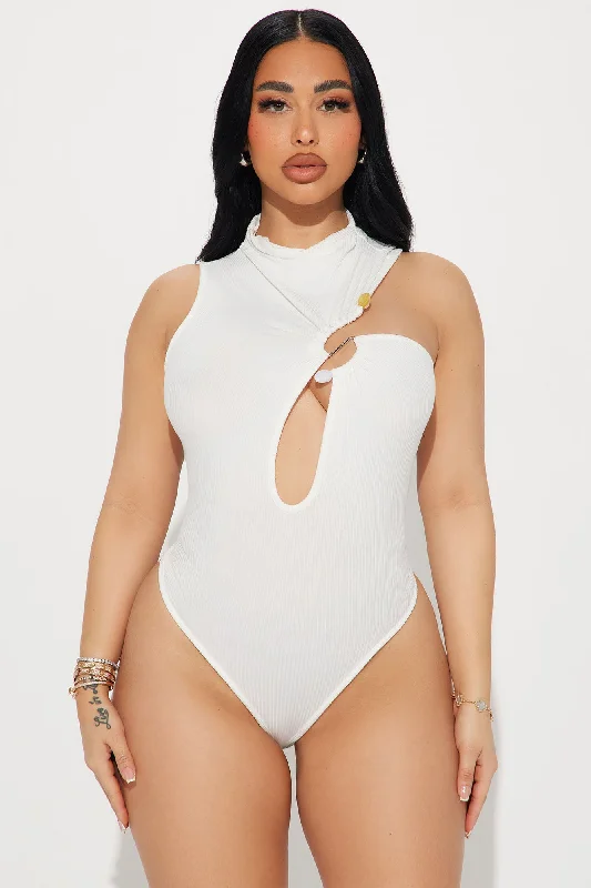 Brunch In Mykonos Ribbed Bodysuit - Ivory