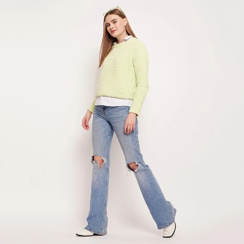 Camla Barcelona Neon Green Ribbed Sweater