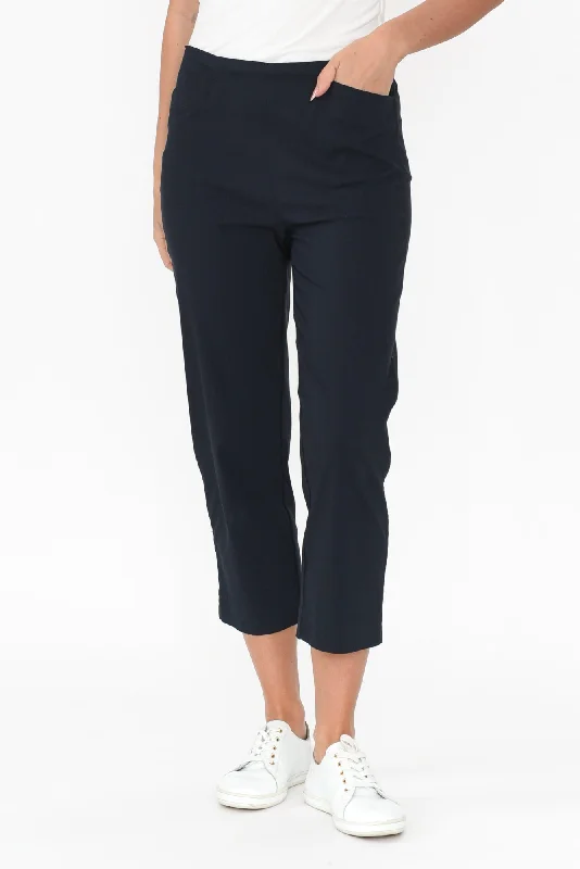 Cody Navy Stretch Capri Pants