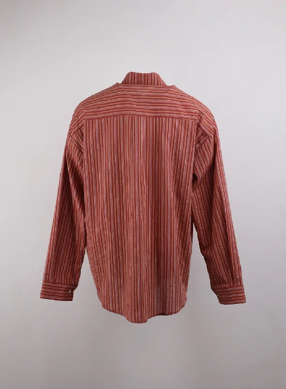 collar-striped-button-long-sleeve-blouse-cj411