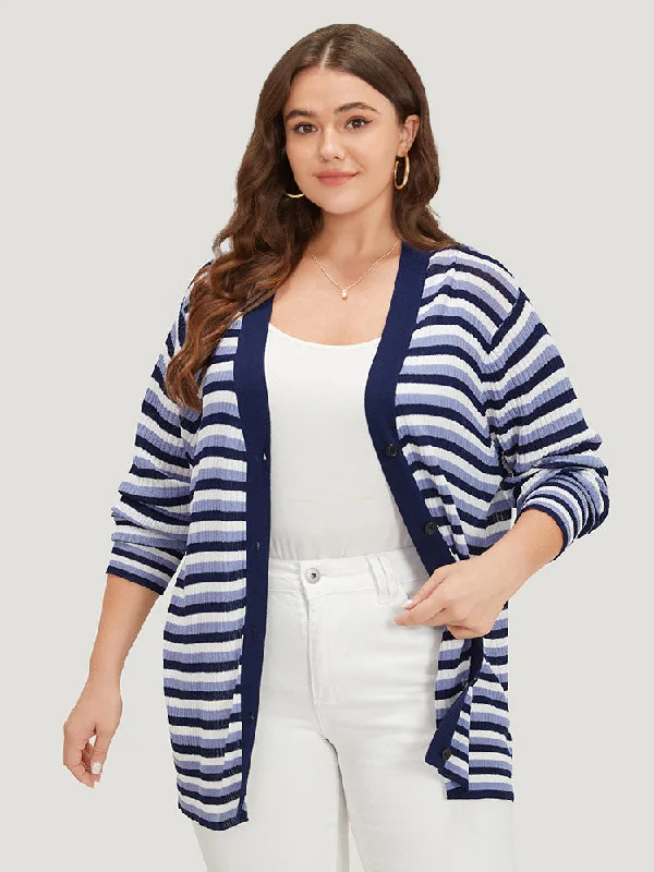 contrast-striped-rib-knit-button-through-cardigan