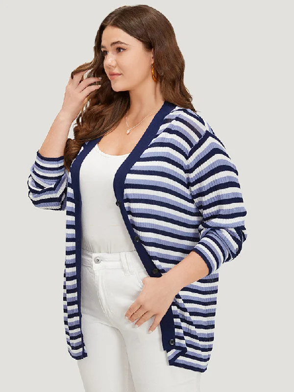 contrast-striped-rib-knit-button-through-cardigan