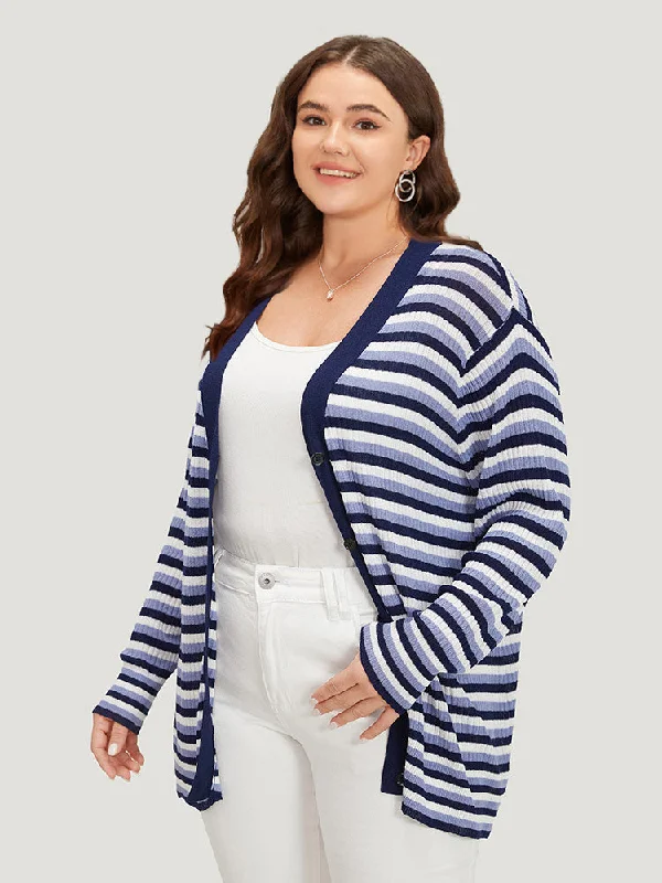 contrast-striped-rib-knit-button-through-cardigan