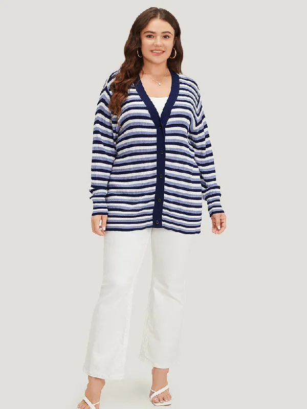 contrast-striped-rib-knit-button-through-cardigan