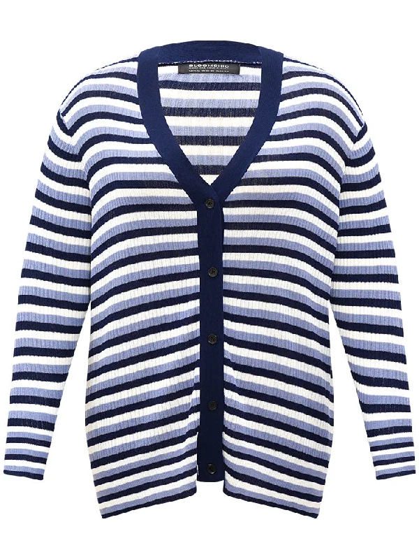 contrast-striped-rib-knit-button-through-cardigan