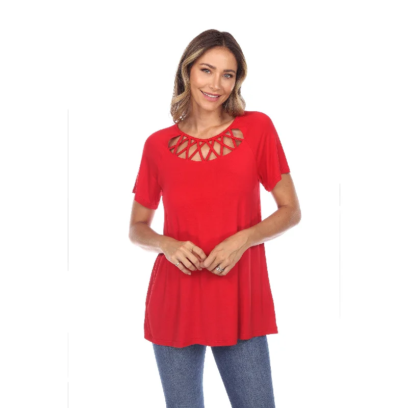 Crisscross Cutout Short Sleeve Top