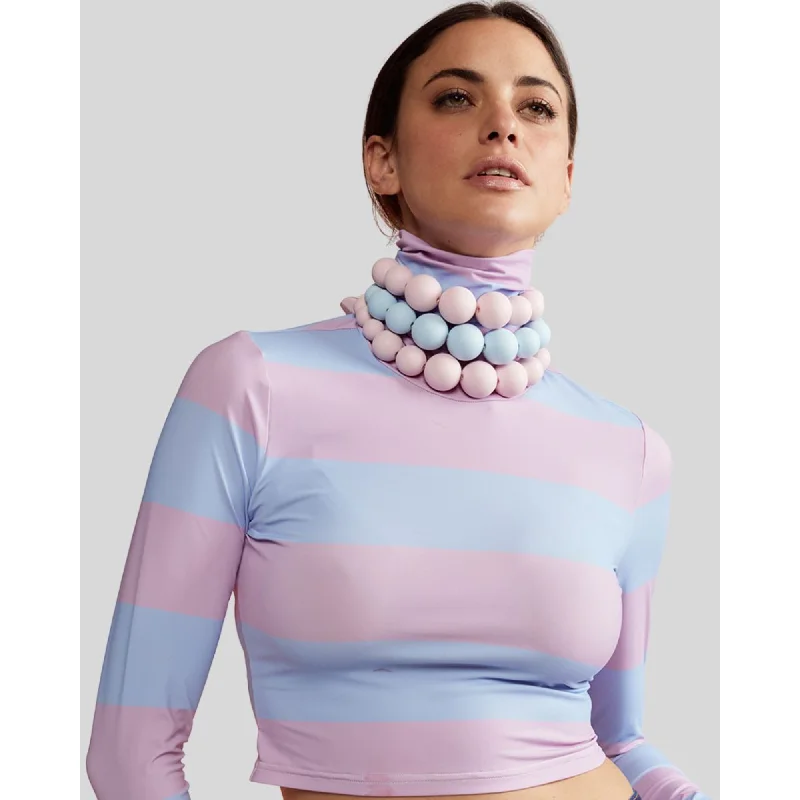 CROPPED STRIPED TURTLE NECK TOP