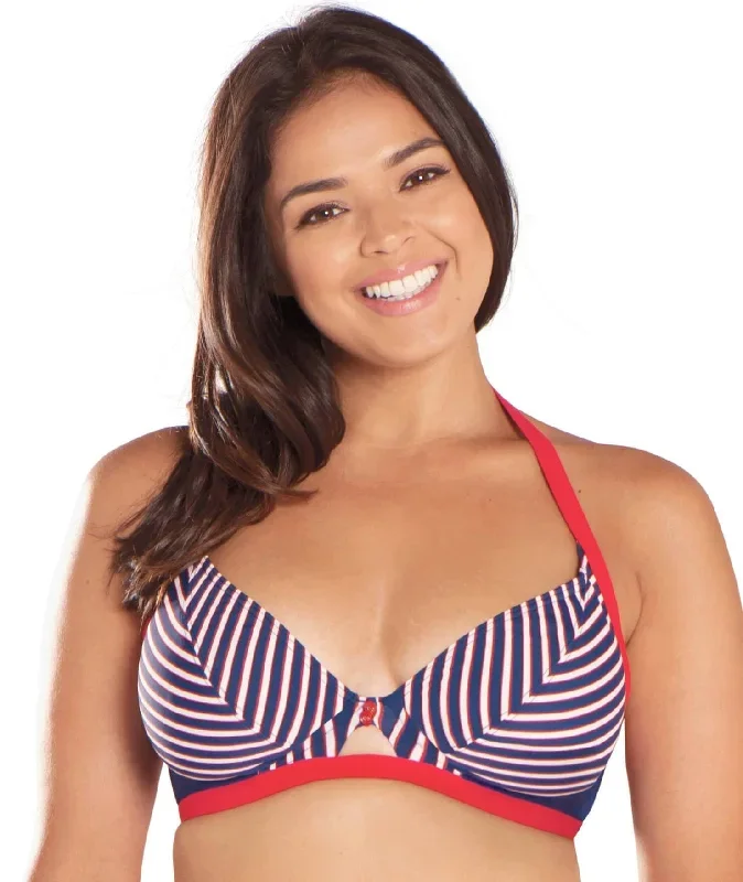 Curvy Kate Ahoy Halterneck Bikini - Nautical Stripe