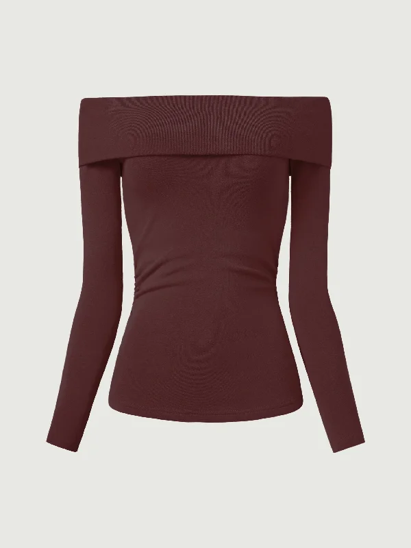 Eco-Mousse® Long-Sleeve Off-The-Shoulder Brami Top