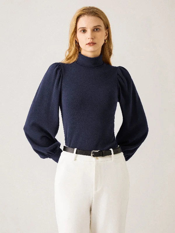 Eco-Mousse®2.0 Turtleneck Puff Sleeve Top