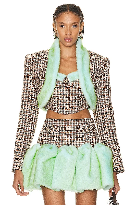 Faux Fur Trim Cropped Blazer