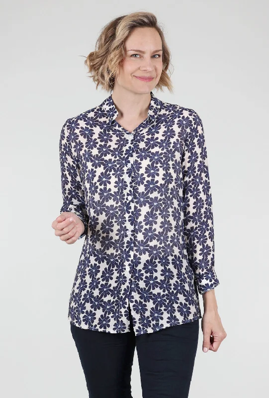 Flower-Strewn Blouse, Navy Multi