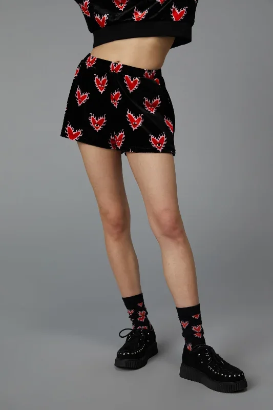 Flamin Hearts Velour Short