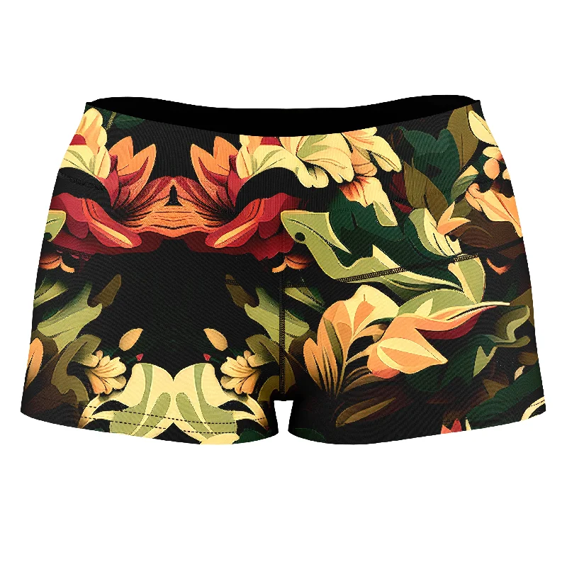 Floral Camo High-Waisted Women's Shorts