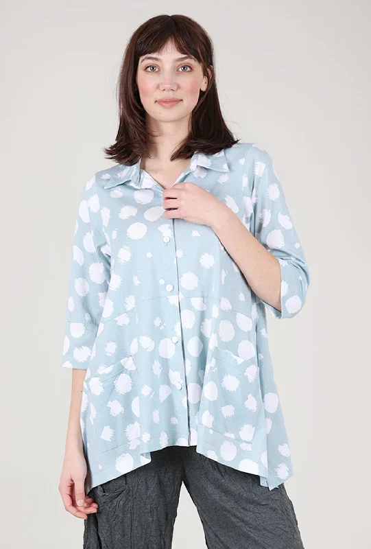 Dot 3/4-Sleeve Shacket, Nile Blue