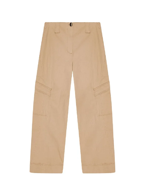 Herringbone Canvas Mid Waist Pants