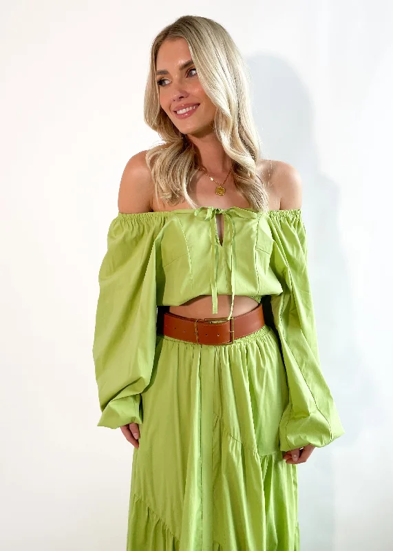 Gillia Cropped Blouse - Lime