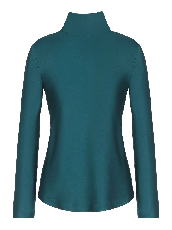 mock-neck silk top