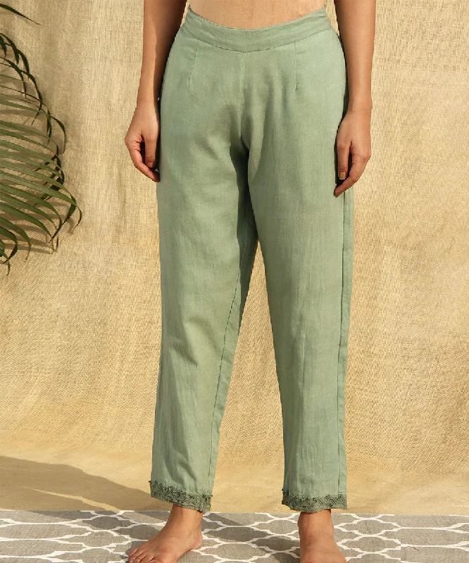 green-handwoven-cotton-flex-pant