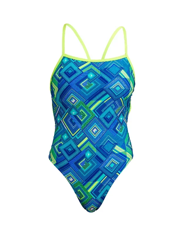 help-me-rhombus-single-strap-swimsuit-blue-green