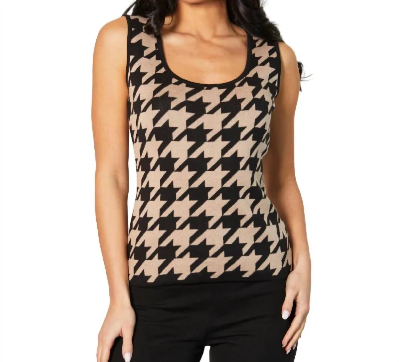 Houndstooth Tank In Black/sand