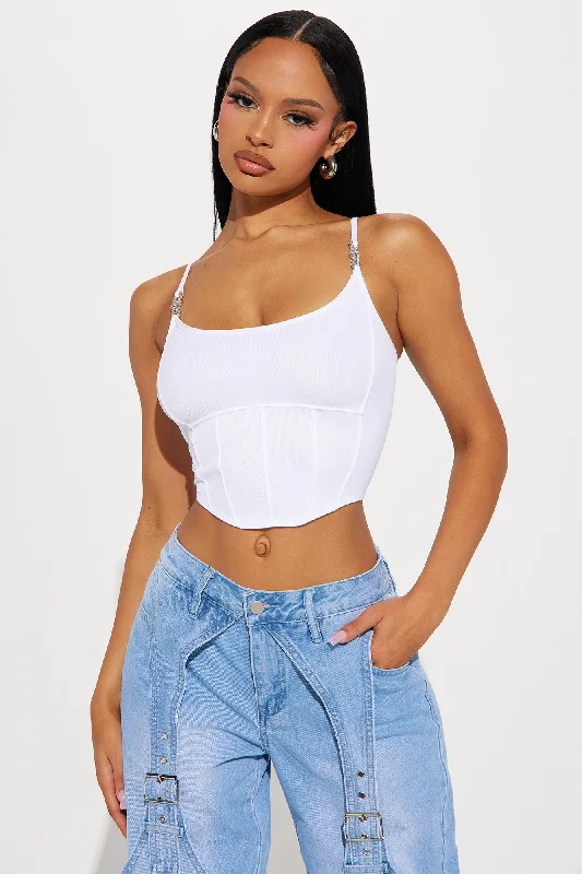 Irreplaceable Rhinestone Corset Top - White