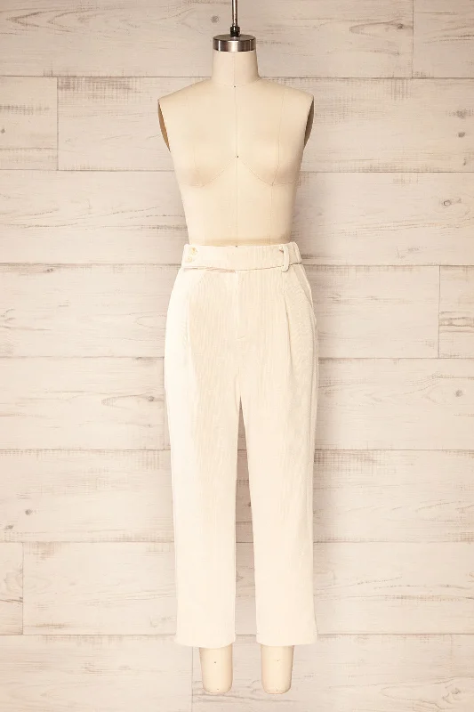 Jakarta Ivory | Corduroy High-Waisted Pants