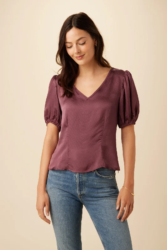 Juliana Viscose Seersucker Blouse - Plum