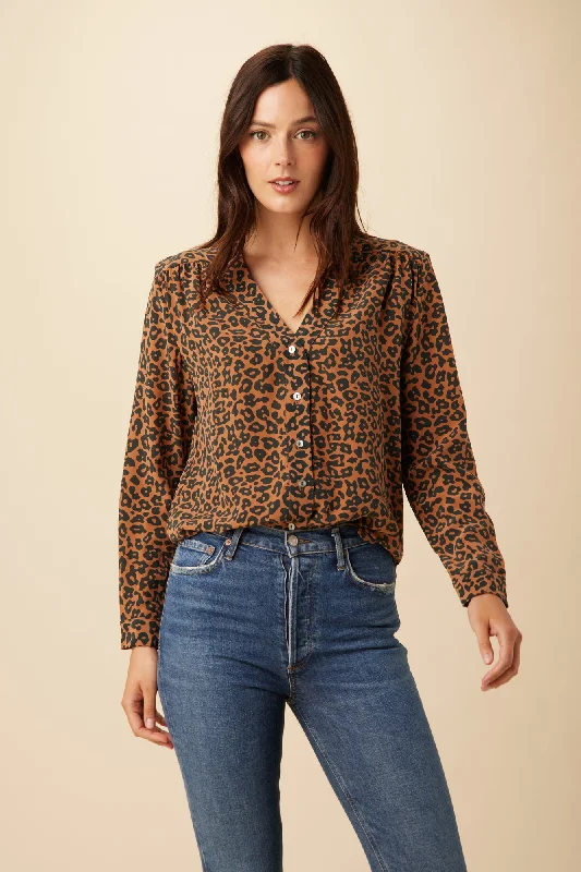 Kaya Washable Silk Blouse - Caramel Sauvage