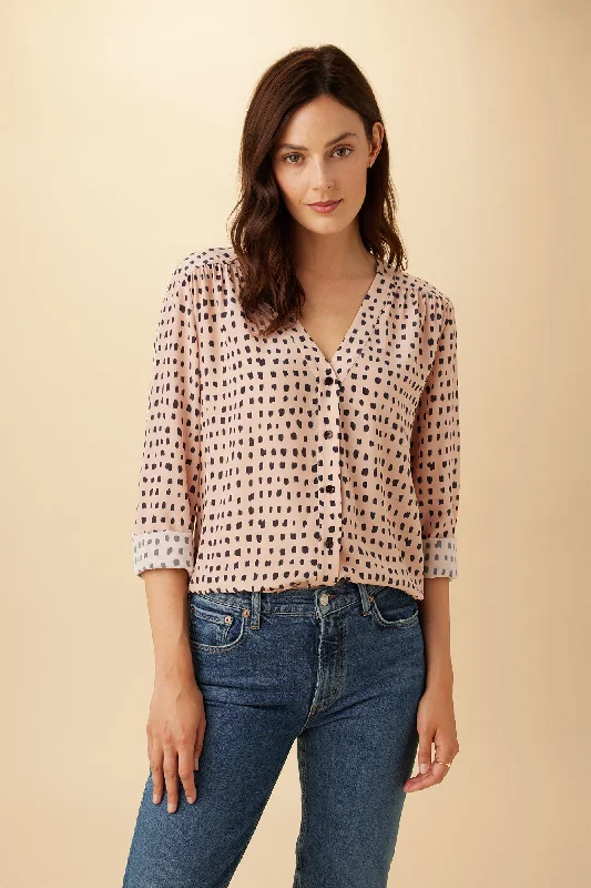 Kaya Washable Silk Blouse - Valencia Dot Pink