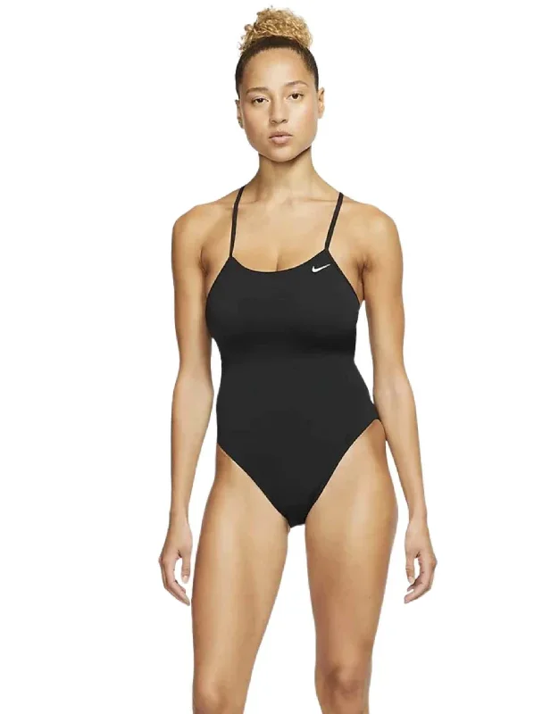 Lace Up Tie Back Swimsuit - Black